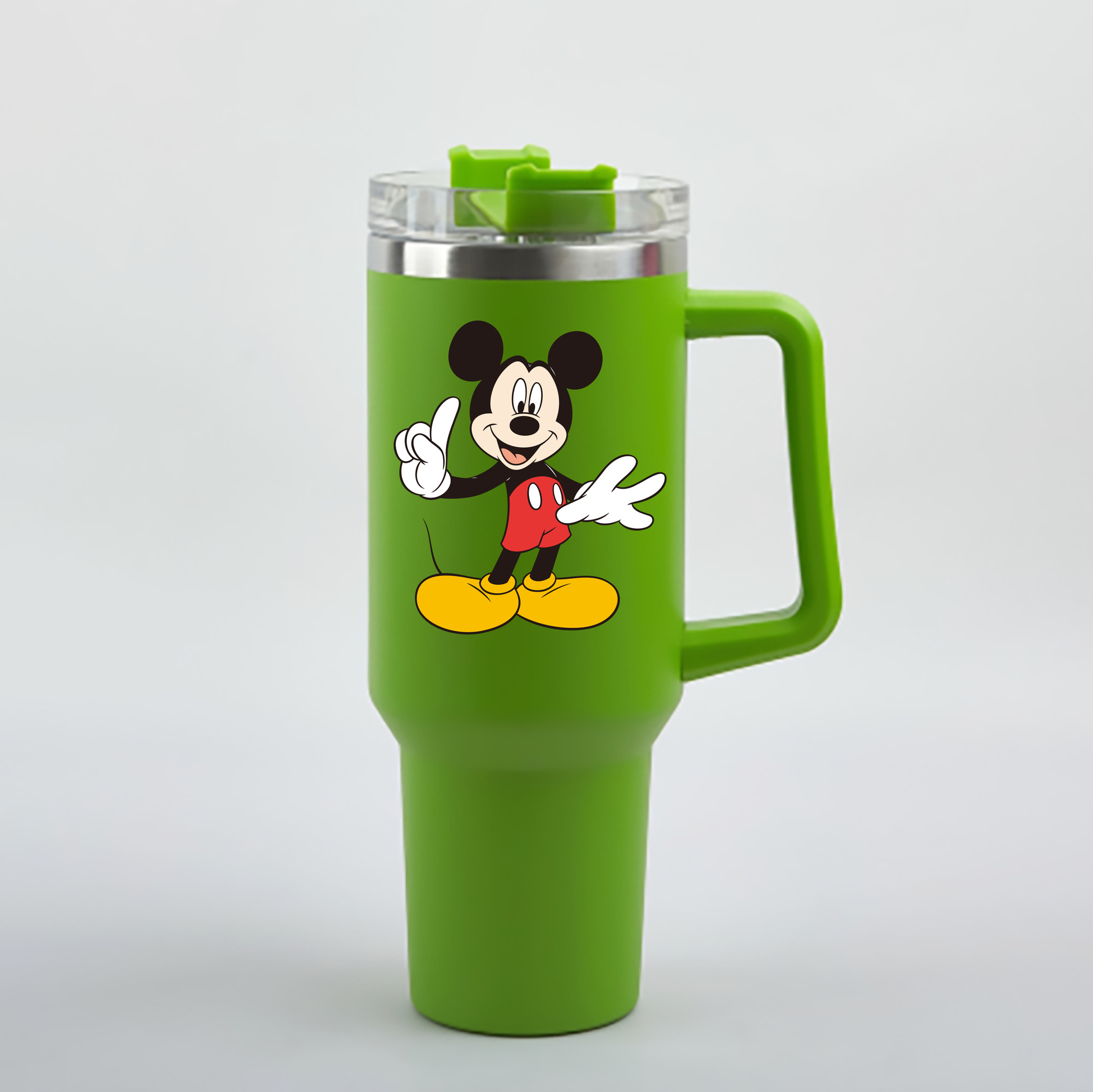 （画像用） ミッキーマウス Mickey Mouse 1200mL車用タンブラー - クリスタルステッカー（プラスチックストロー付き）
